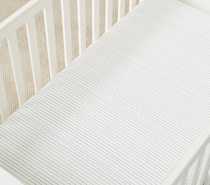 Stripe Organic Jersey Crib Fitted Sheet