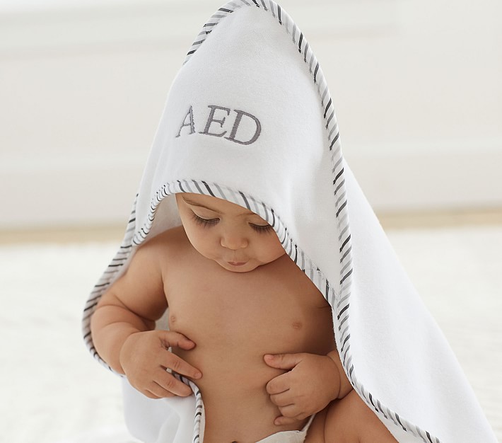 Multi Stripe Border Baby Hooded Towel