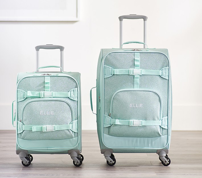 Mackenzie Aqua Glitter Spinner Luggage