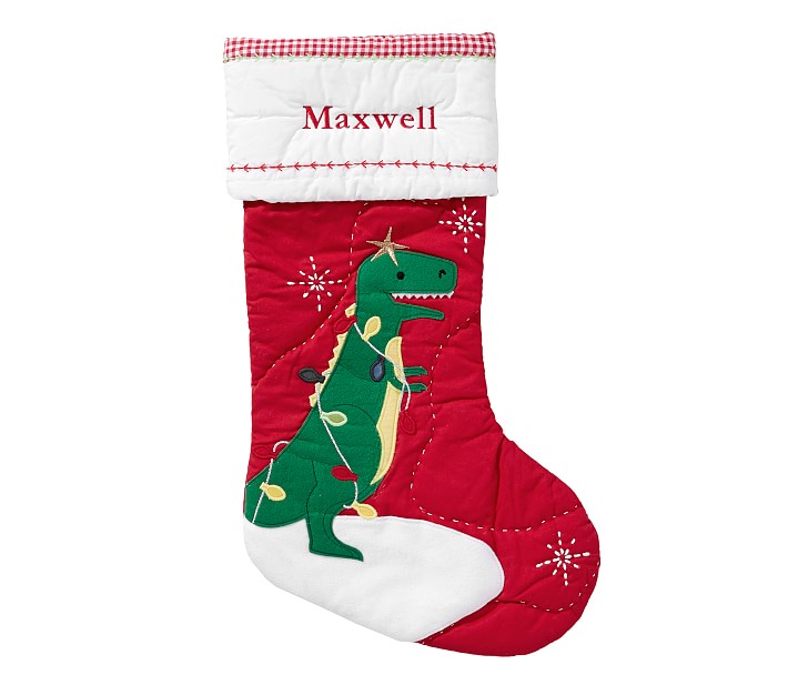 Dinosaur Quilted Christmas Stocking