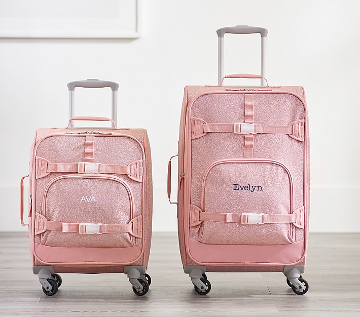Mackenzie Pink Glitter Spinner Luggage