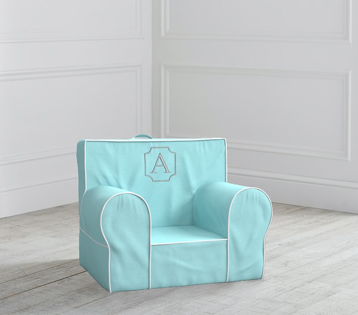 My First Anywhere Chair&#174;, Aqua with White Piping