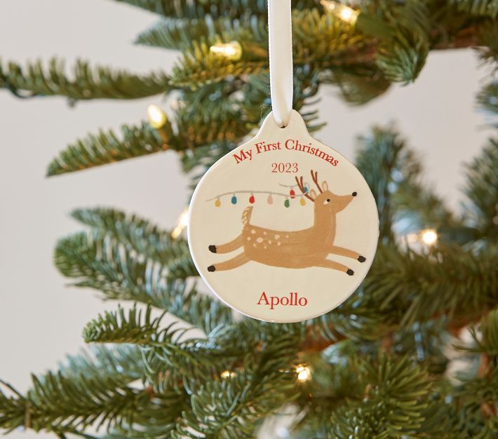 My First Christmas Personalized Ceramic Disc Ornament | Pottery Barn Kids