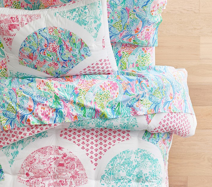 Lilly Pulitzer Mermaid Cove Organic Sheet Set &amp; Pillowcases