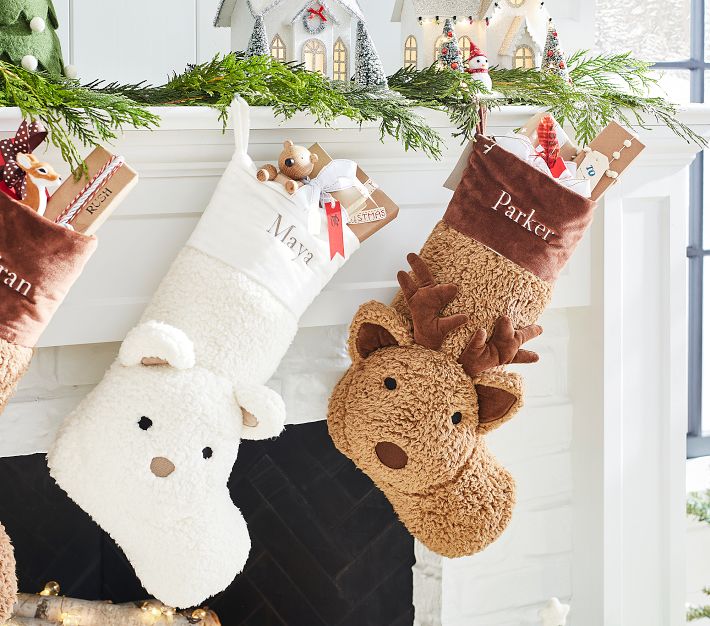 Sherpa Cozy Critter Christmas Stocking Collection Pottery Barn Kids