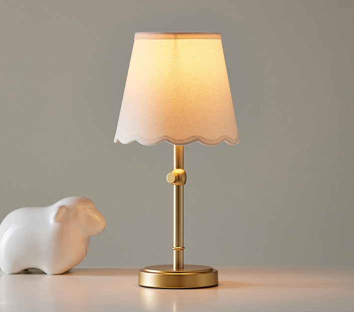 Dollhouse Miniature - Small (bedroom) brass table lamp with white shade