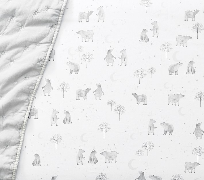 Forest Bear Organic Flannel Crib Fitted Sheet