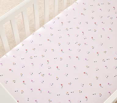 Aria Floral Organic Crib Fitted Sheet | Pottery Barn Kids