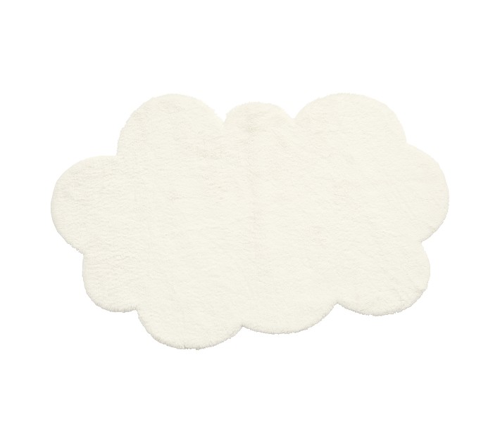 Machine Washable Faux Fur Nursery Cloud Shaped Rug 