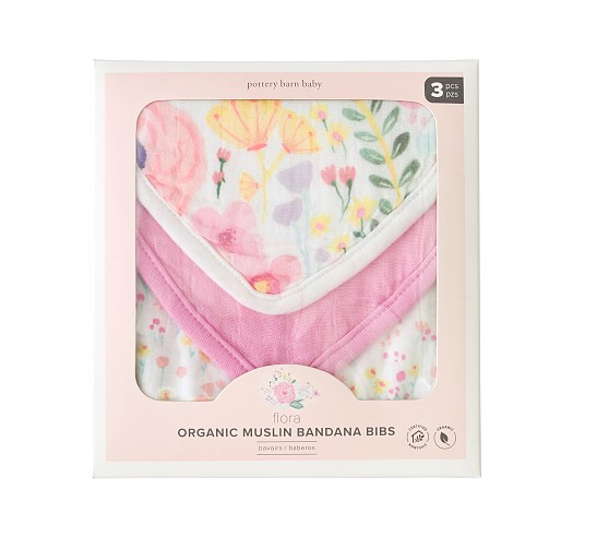 Flora Organic Muslin Bib Set | Pottery Barn Kids