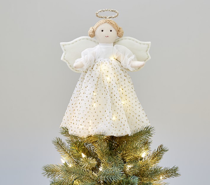 10 Christmas Tree Angels Topper with Lights, 3D Light Up Star and