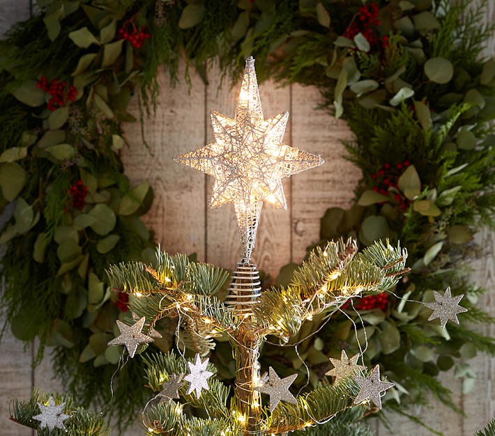 Light Up Silver Star Tree Topper