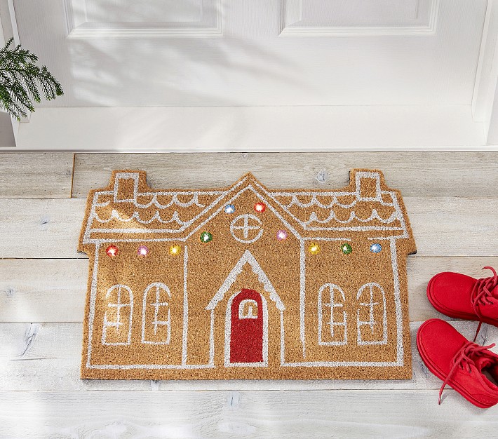 Light-Up House Christmas Doormat
