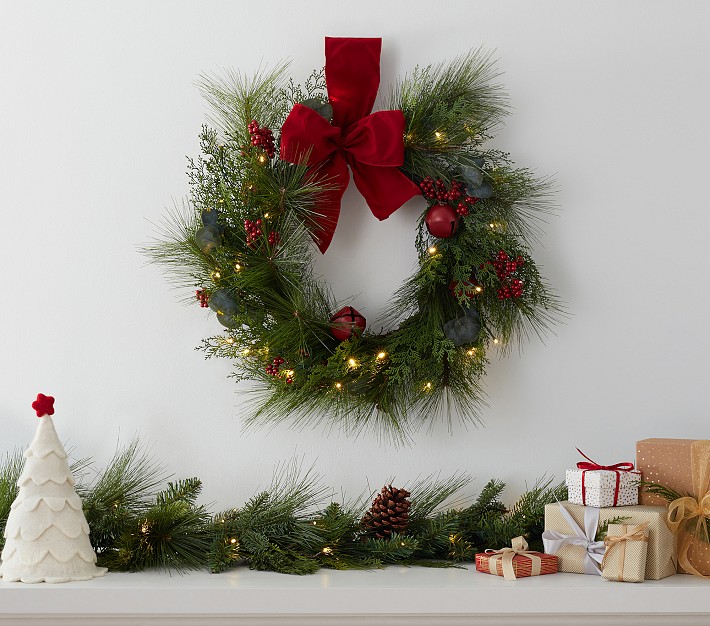 Lit Jingle Bell Faux Wreath