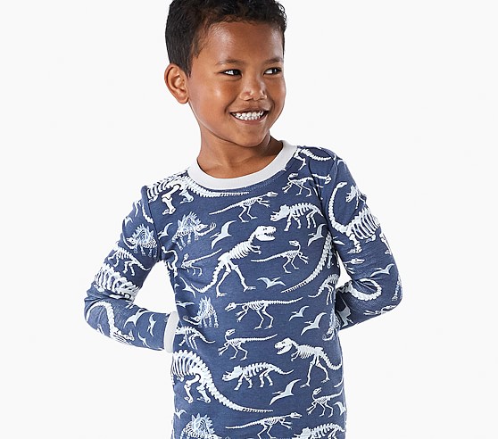 Glow-in-the-Dark Dino Bones Tight Fit Kids Pajamas | Pottery Barn Kids