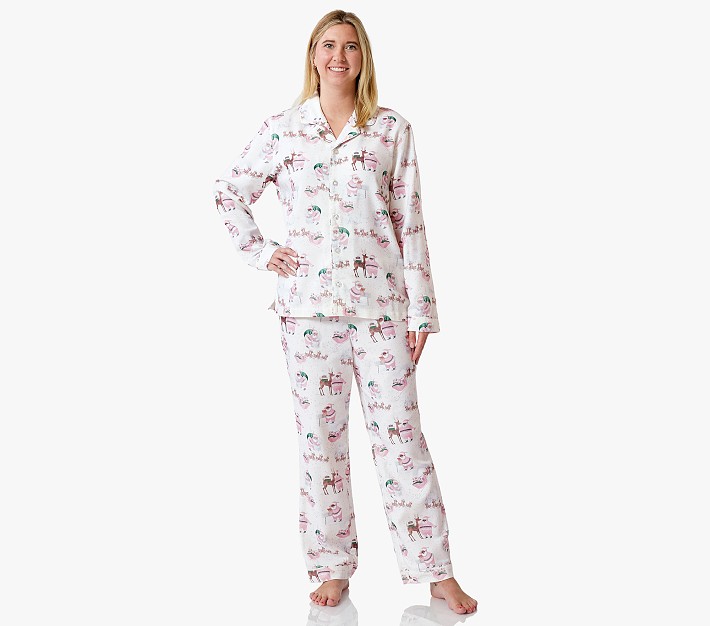 Blush Heritage Santa Adult Flannel Pajama Set