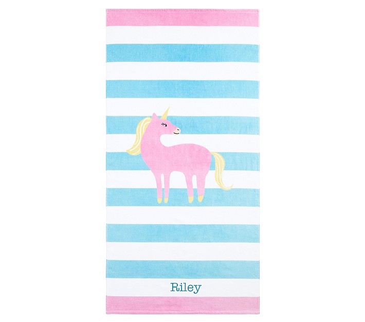 Unicorn Stripe Kid Beach Towel