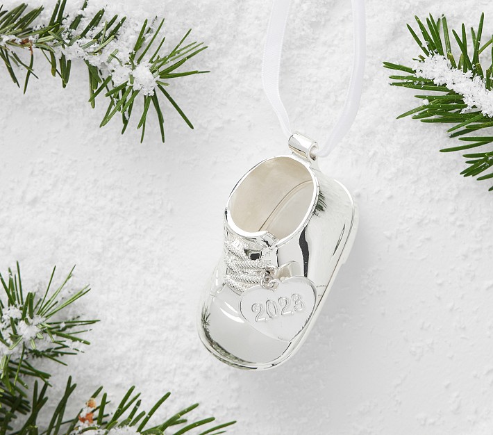 2023 Baby's First Silver Bootie Ornament