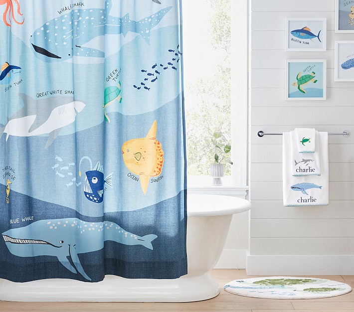 Save Our Seas Bath Collection Set - Towels, Shower Curtain, Bath Mat