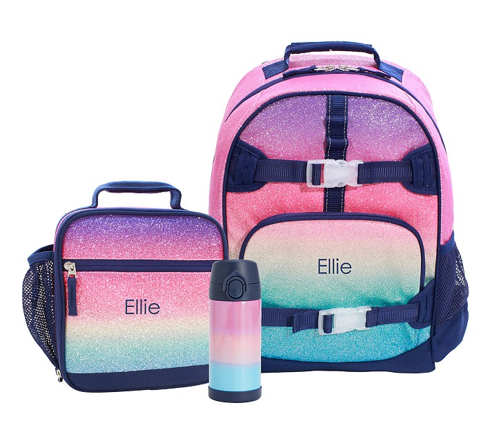 Mackenzie Rainbow Ombre Sparkle Glitter Backpack &amp; Lunch Bundle, Set Of 3