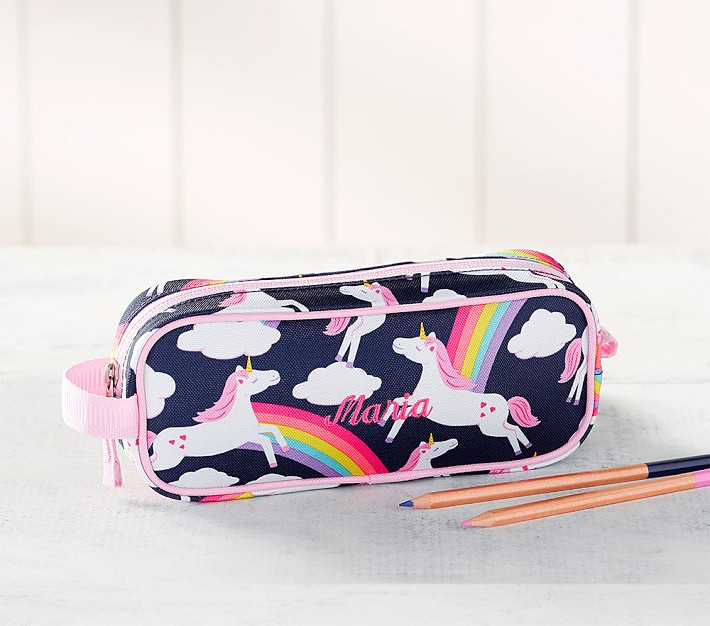 Mackenzie Navy Pink Rainbow Unicorn Pencil Case