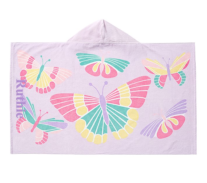 Butterfly Kid Beach Hooded Towel