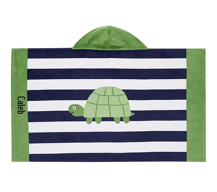 Turtle Stripe Kid Beach Hooded Towel
