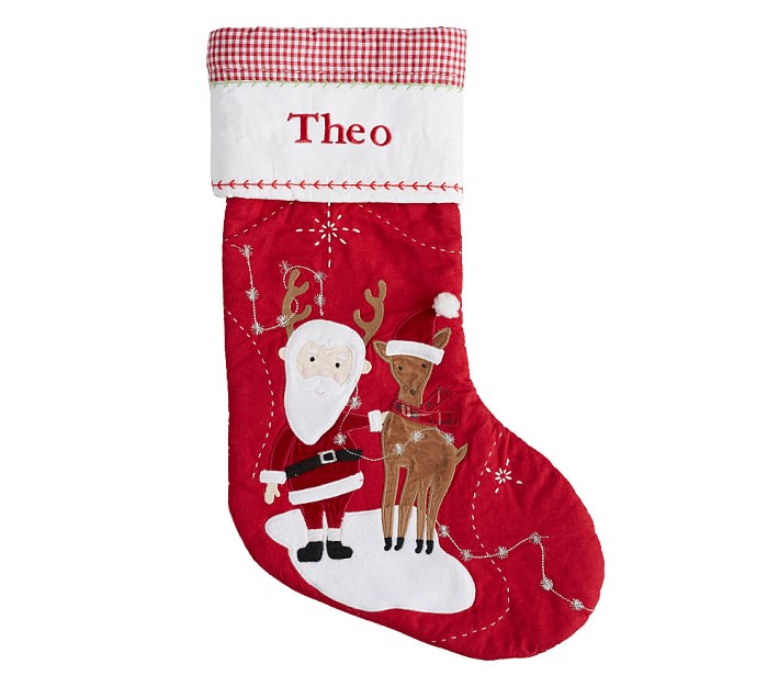 Reindeer Santa Quilted Stocking