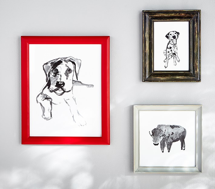 Framed Animal Drawings, Set of 3