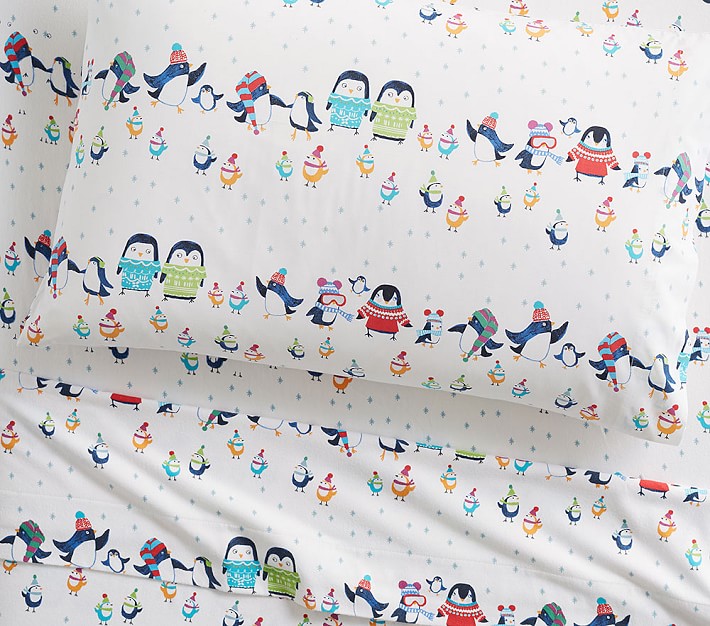 Flannel Icy Penguin Organic Sheet Set &amp; Pillowcases