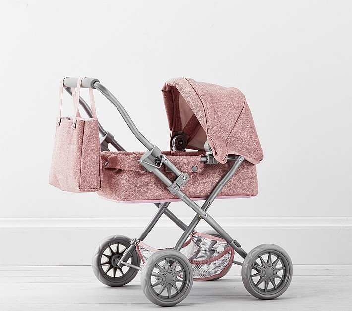 Pink Glitter Mini Pram Doll Stroller
