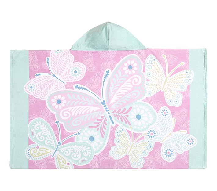 Romantic Kid Beach Hooded Towel Butterfly