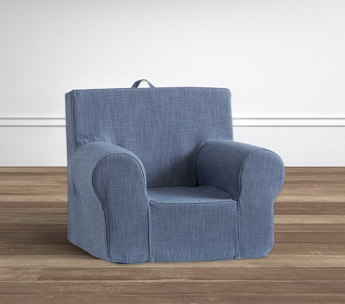 Washed Grainsack Indigo Anywhere Chair&#174; Slipcover Only