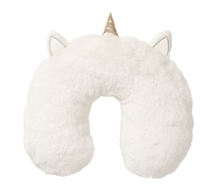 Mackenzie White Unicorn Fur Critter Neck Pillow