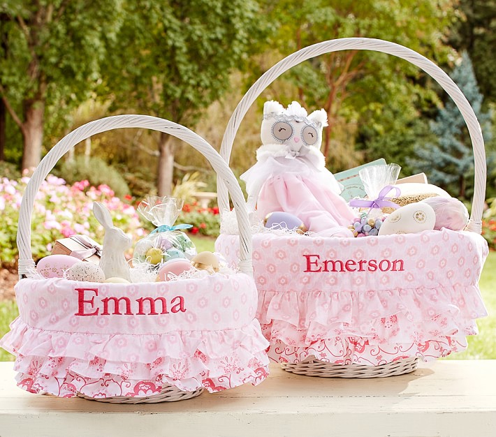 Pink Tiered Ruffle Easter Basket Liners