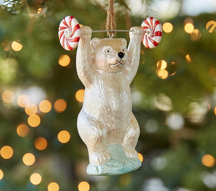 Mercury Polar Bear Weight Lifter Ornament