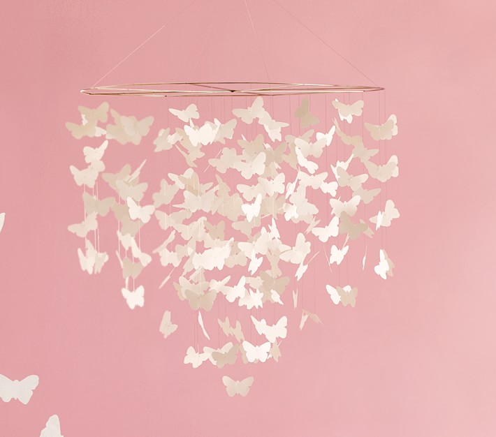 White Butterfly Ceiling Mobile