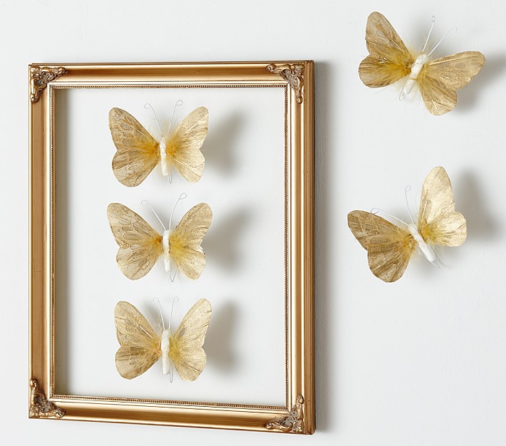 Gold Feather Butterflies Set