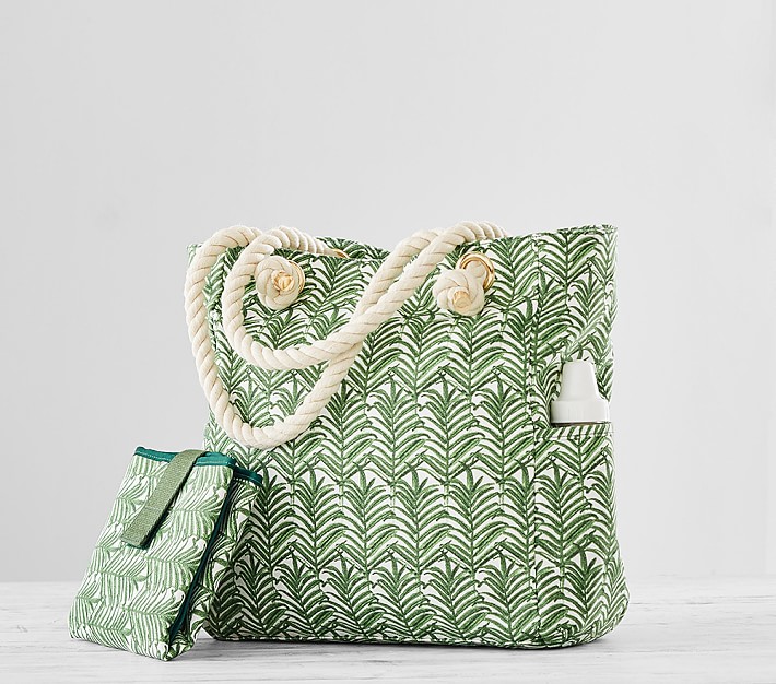 Rope Handle Palm Fronds Tote