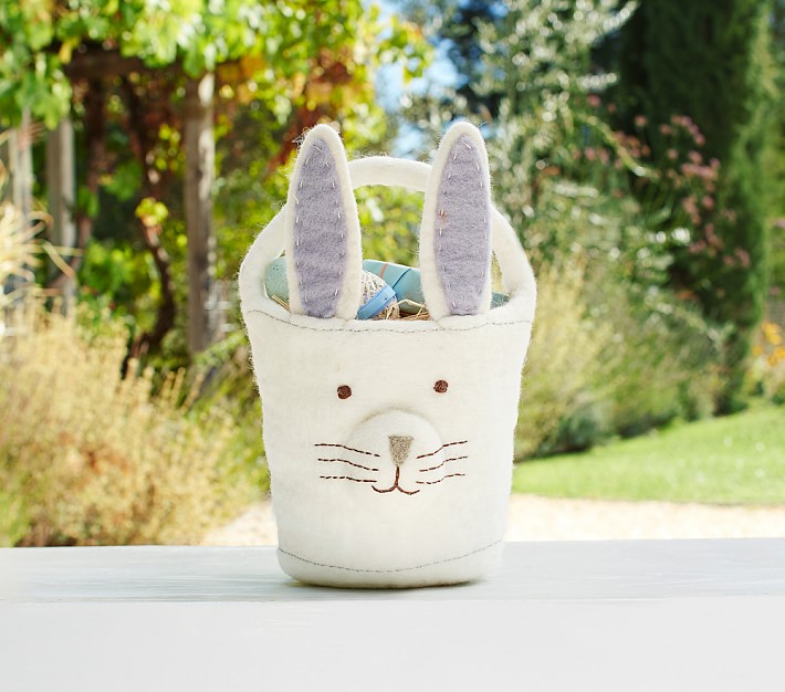 Natural Bunny Felted Easter Treat Bucket