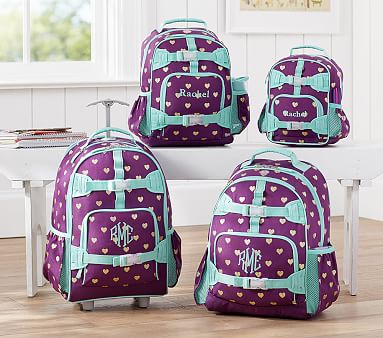 Mackenzie Plum Glitter Heart Kids Backpacks | Pottery Barn Kids