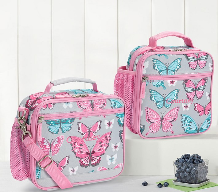 Mackenzie Gray Pink Pretty Butterflies Lunch Boxes