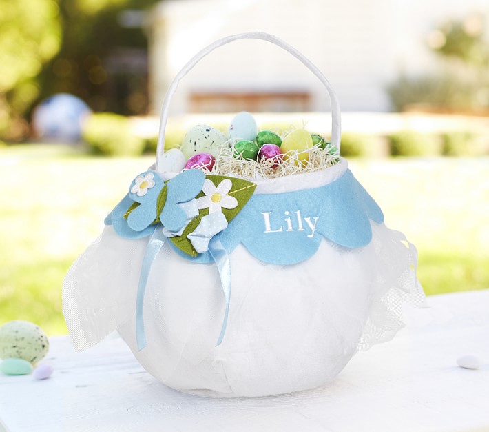 White&#47;Blue Tulle Puffy Easter Bag