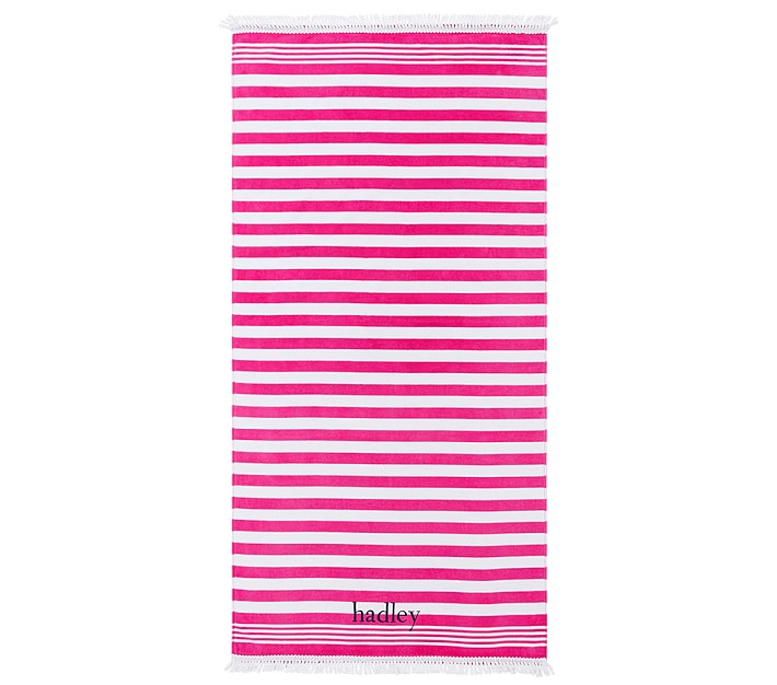 Pink Stripe Tassel Kid Beach Towel