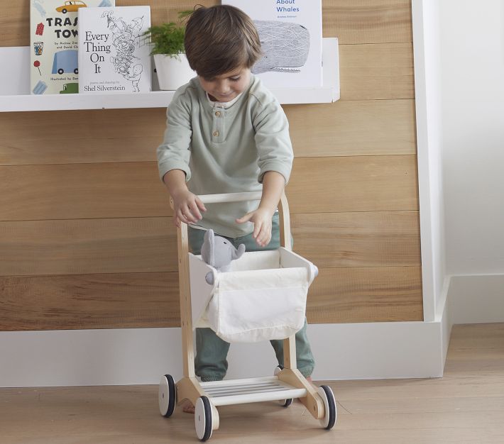 Wooden kids 2024 shopping cart