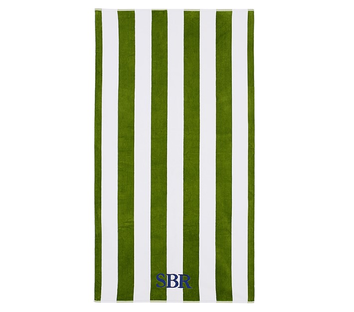 Reversible Awning Stripe Adult Towel Green