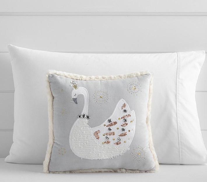 Jeweled Swan Pillow