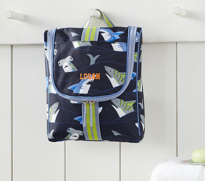 Mackenzie Navy/Blue Tropical Sharks Toiletry Bag