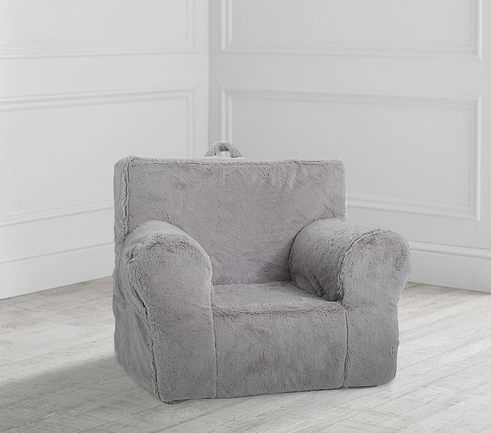 My First Anywhere Chair&#174;, Gray Faux Fur Slipcover Only