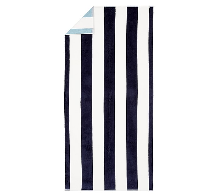 Reversible Awning Stripe Kid Towel Navy